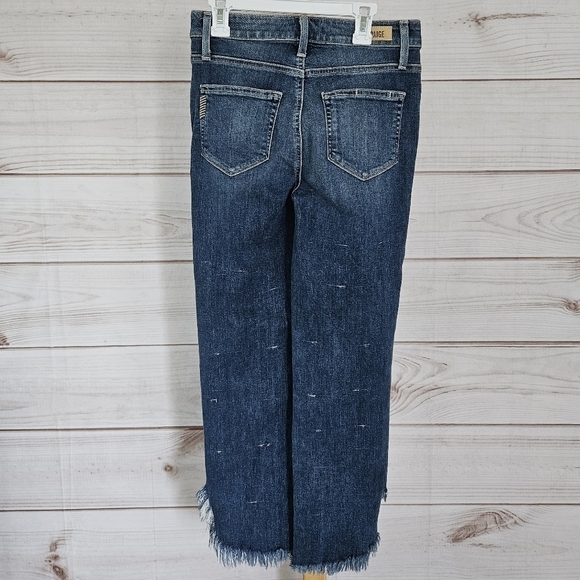 PAIGE Denim Hoxton Straight Cropped Ankle Jeans in Distressed Norfolk Blue Sz 25 - Picture 3 of 16